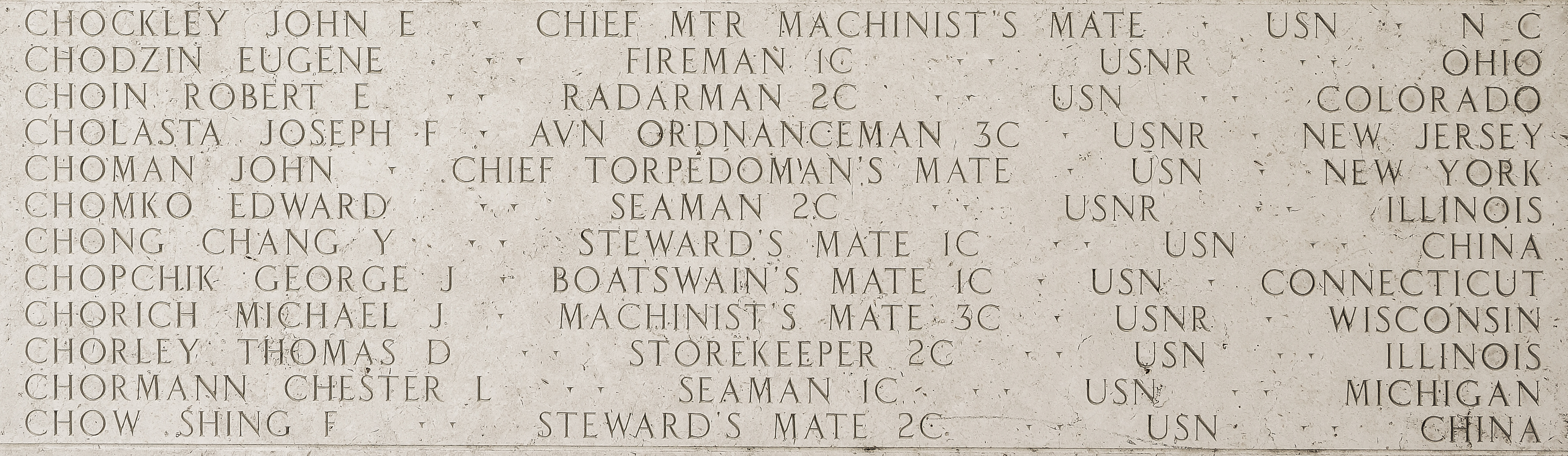 Robert E. Choin, Radarman Second Class